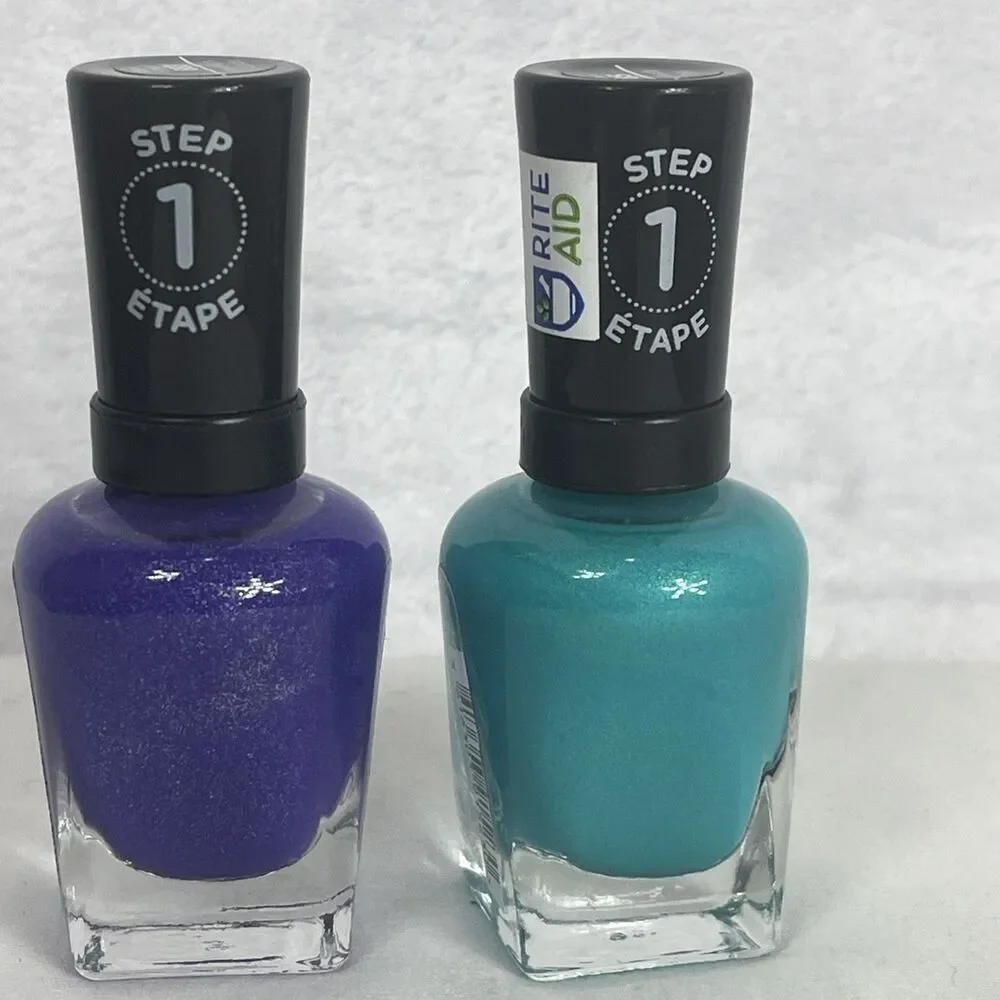 Sally Hansen Miracle Gel Neon Step 1 Nail Polish 883 Purple 885 Blue-Green NEW